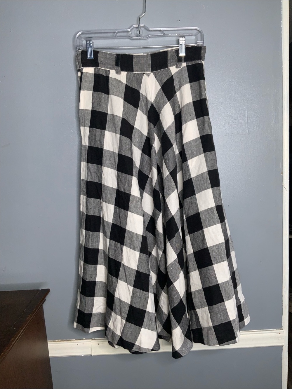 Liz Claiborne Vintage Black & White Linen Check A-Line Skirt Size 8 - Picture 5 of 9